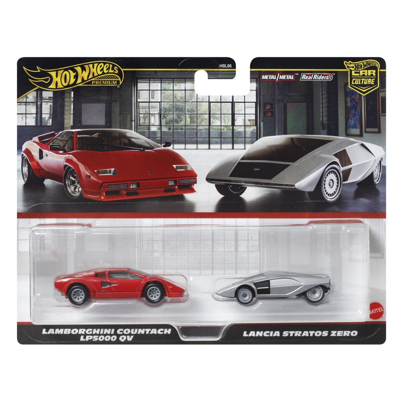Set 2 masinute metalice Hot Wheels - Lamborghini Countach LP5000 QV si Lancia Stratos Zero, 1:64