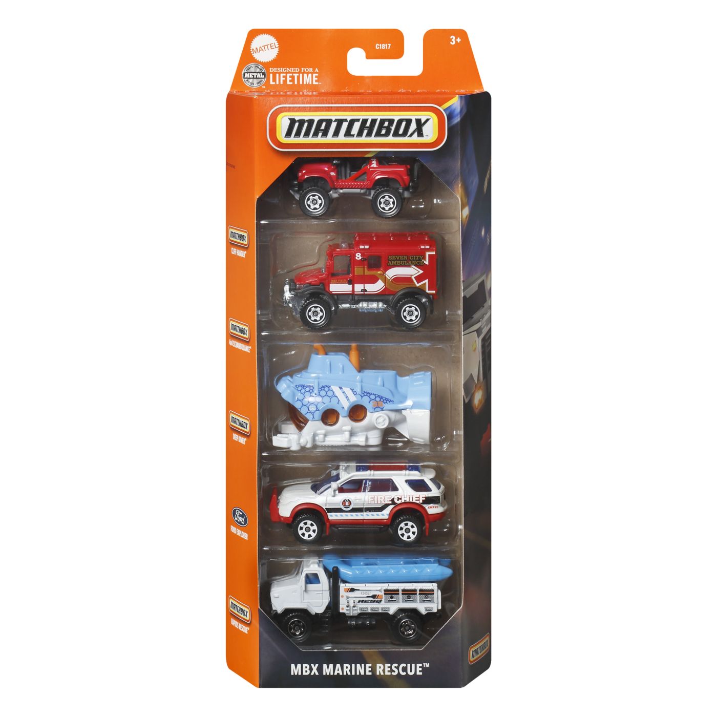 Set 5 masinute Matchbox - MBX Marine Rescue, scara 1:64