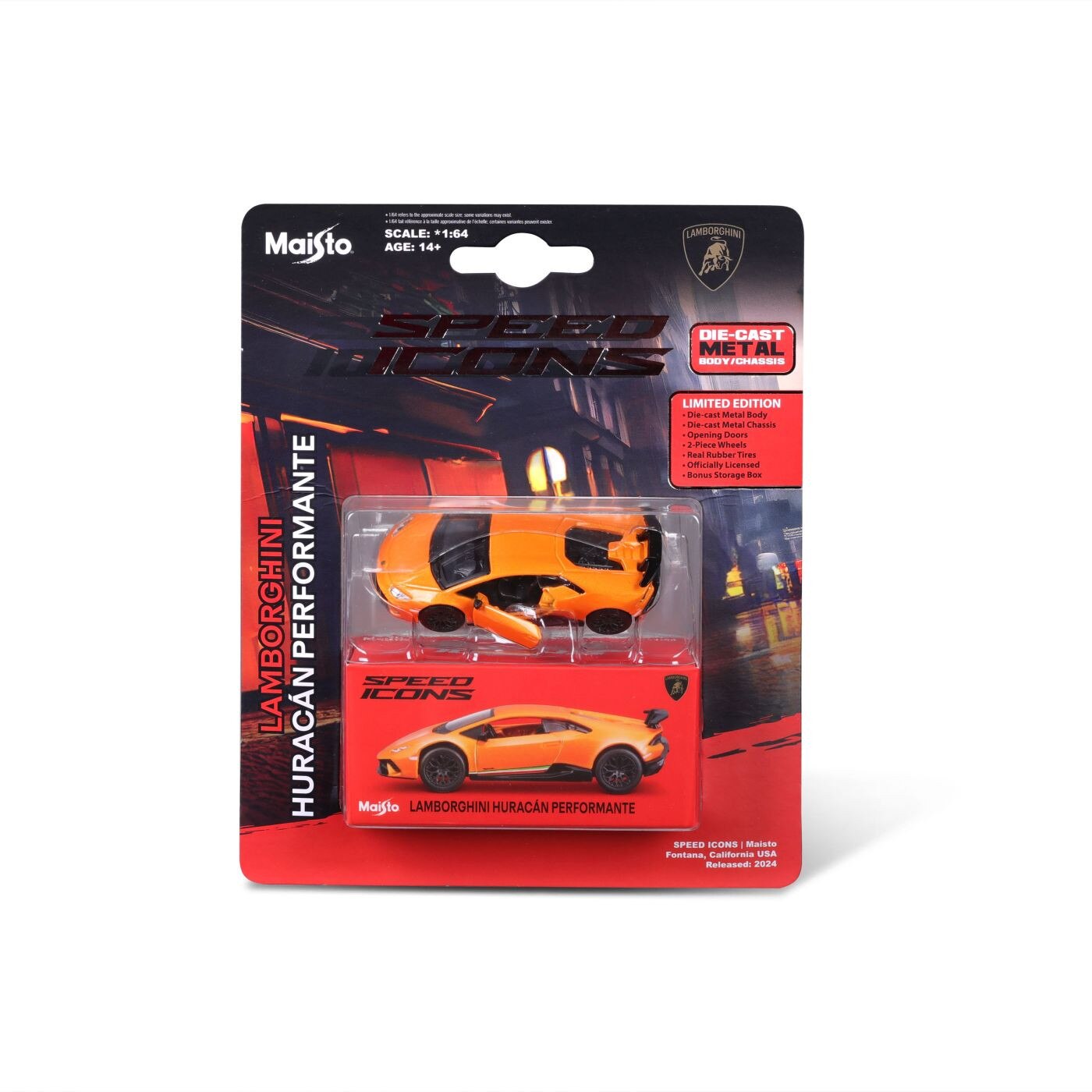 Masinuta Maisto Speed Icons - Lamborghini Huracan Performante, portocaliu, scara 1:64