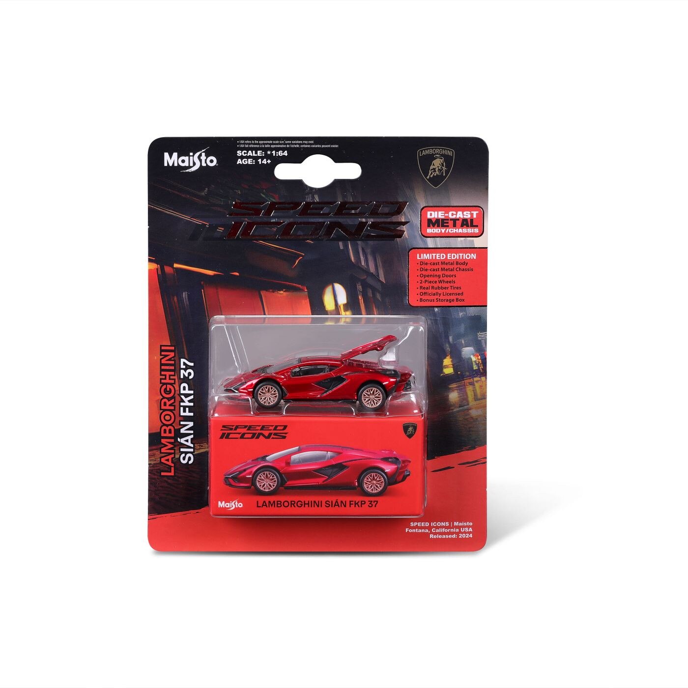 Masinuta Maisto Speed Icons - Lamborghini Sian FKP 37, rosu, scara 1:64