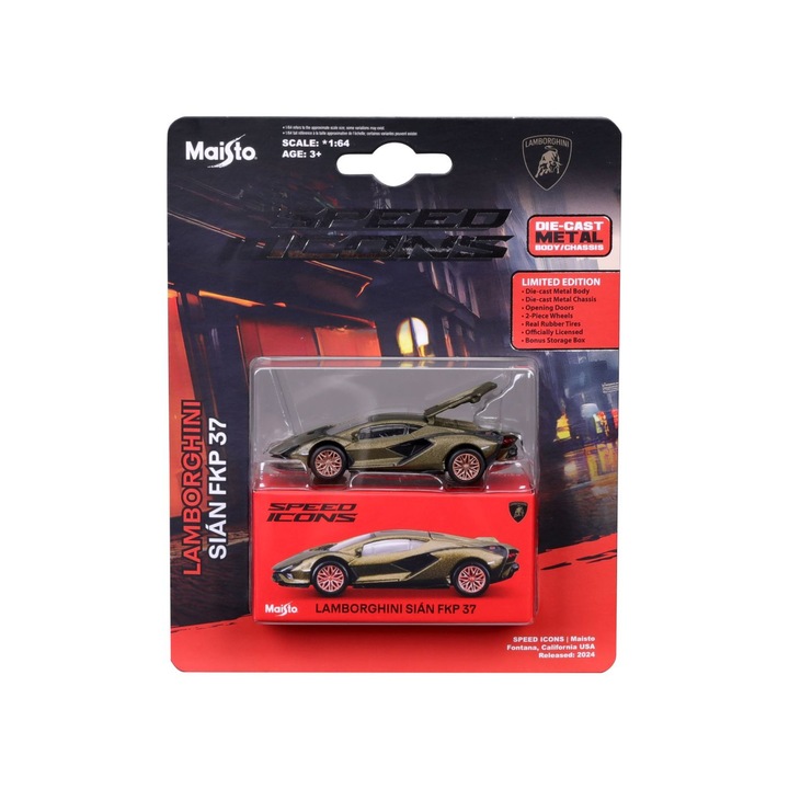 Количка Maisto Speed Icons - Lamborghini Sian FKP 37, зелена, мащаб 1:64