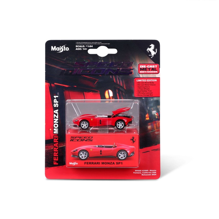 Количка Maisto Speed Icons - Ferrari Monza SP1, червена, мащаб 1:64