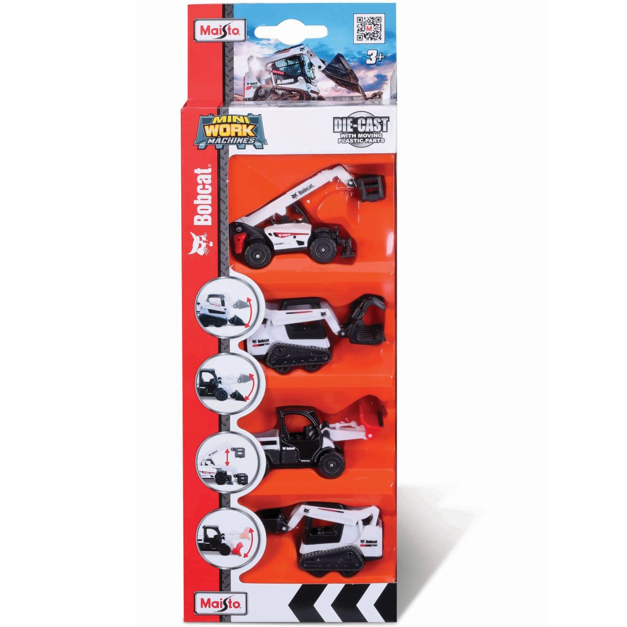 Set 4 utilaje agricole Maisto - Mini Work Machines, Bobcat