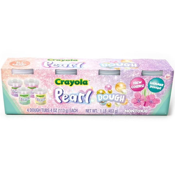 Set plastelina sidefata Crayola - Pearl, 4 borcanse