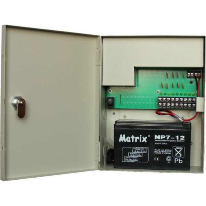 Sursa alimentare 10A, 9 iesiri protejate cu back-up