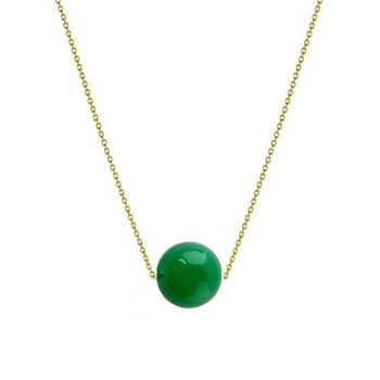 Colier Aur 14k cu Jad Natural Malaesian de 10 mm Colier Aur 14k cu Jad Natural Malaesian de 10 mm