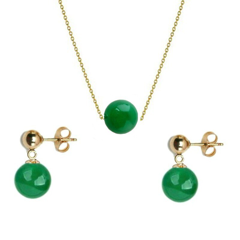 Set Aur si Jad Natural Malaesian de 8 mm