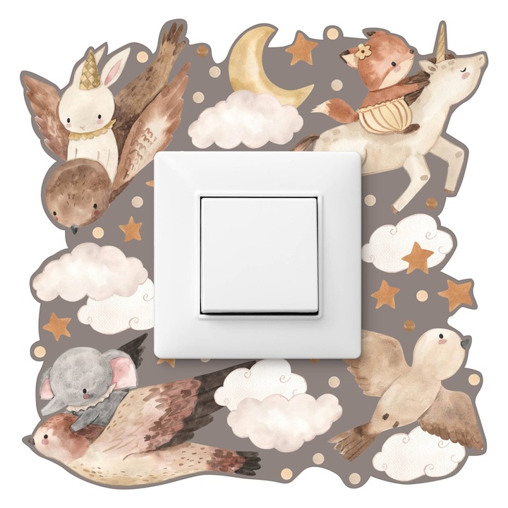 Sticker Muralo Pentru Intrerupator Pasari printre 20x20 Nori Camera Copil