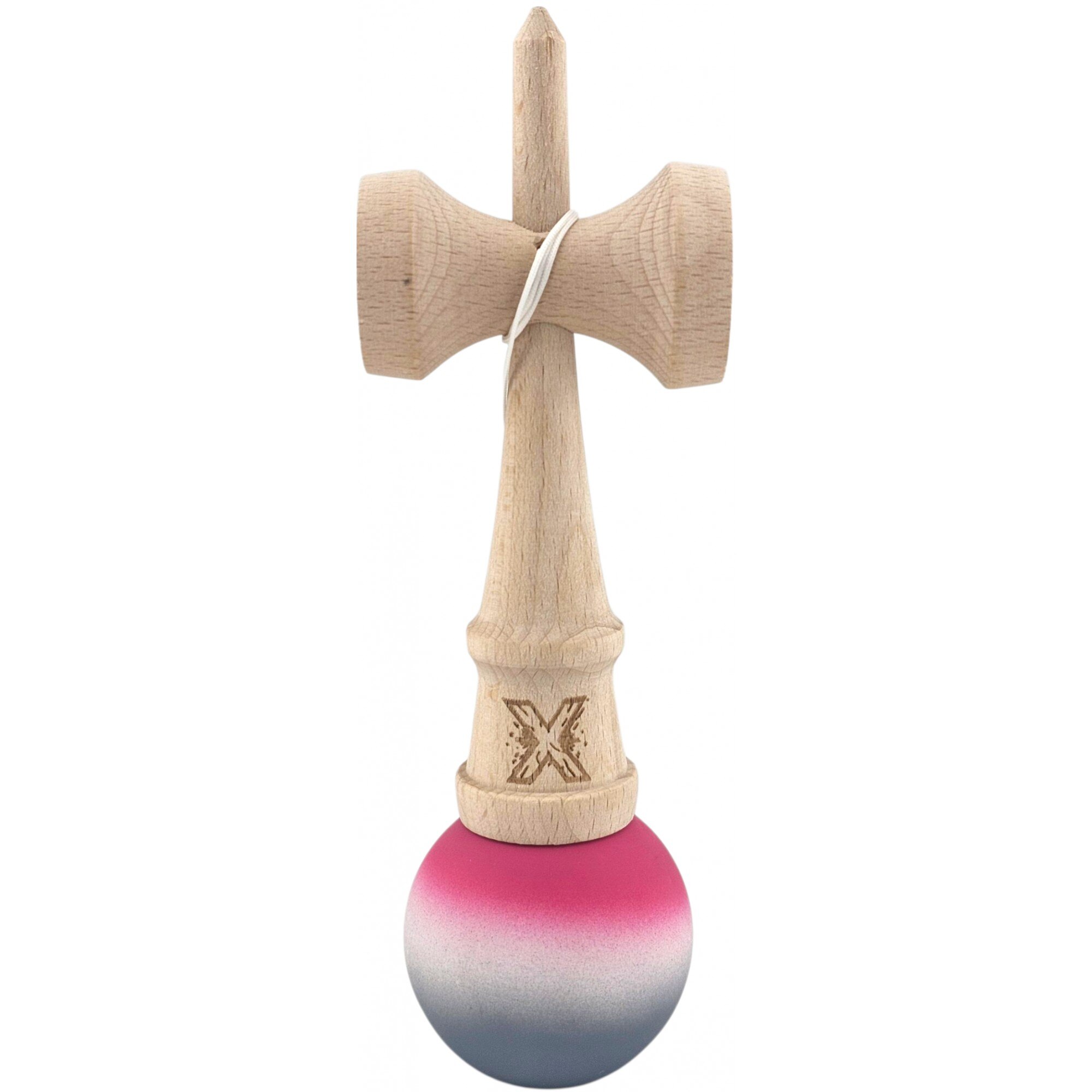 Kendama X Originala, Profesionala, Flippy, din Lemn, Rubber Grip, 18 cm ...