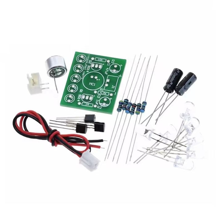 Kit de productie DIY cu LED-uri albastre, lumina melodica controlata vocal, 5mm