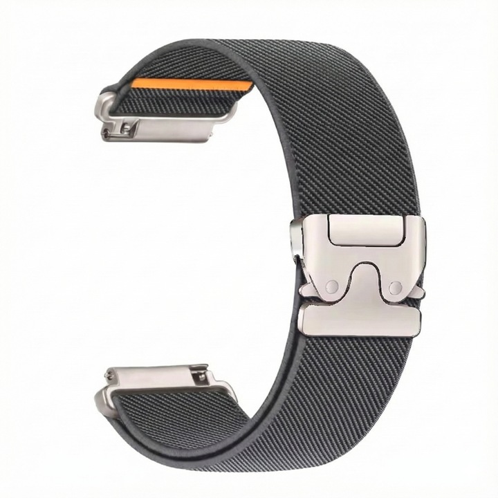 Curea nylon elastic compatibila cu Huawei Watch GT2 GT3 GT4 GT5 GT6 Pro 46mm 48mm, Garmin Venu 2 3 4 45mm, Redmi Watch 5 Lite / Active, Samsung Galaxy Watch 46mm, 3 45mm, Gear S3, Amazfit GTR GTR2, Xiaomi Mi Watch, Best Accessories, 22 mm, Gri
