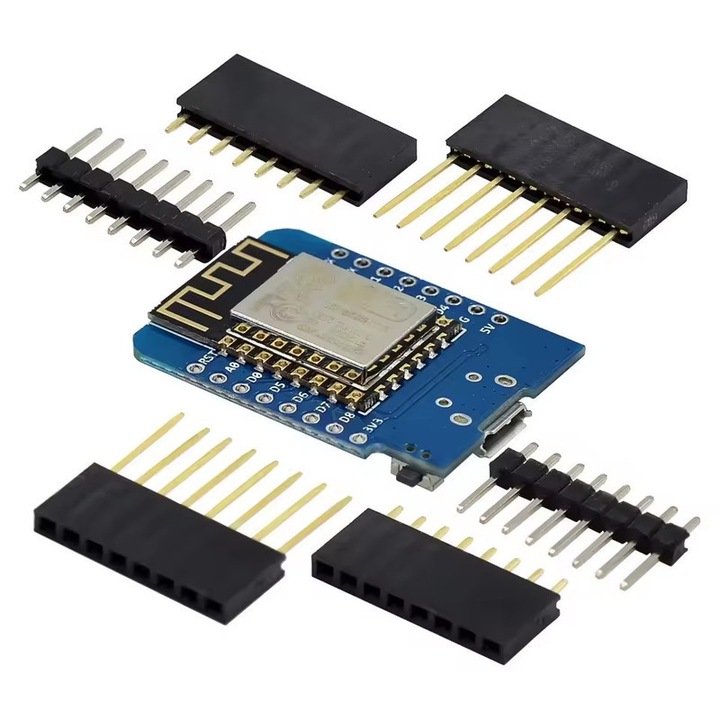 Set 1x Placa dezvoltare D1 Mini NodeMCU ESP8266-12F, modul WiFi, compatibil Arduino IDE si Wemos, micro USB, pentru prototipare IoT