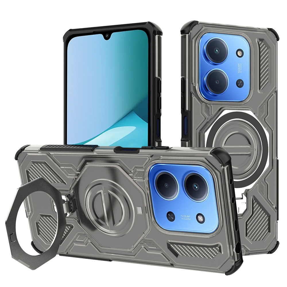 Husa antisoc pentru Xiaomi Redmi 15C 4G / Redmi 15C 5G / Poco C85 4G cu inel suport magnetic, Accesorio Carbon Shield PRO, Smoke Negru