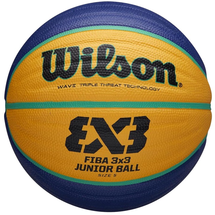 Wilson Fiba 3X3 Junior kosárlabda labda, méret: 5, gumi, beltéri és kültéri használatra, sárga/kék, Wtb1133Xb