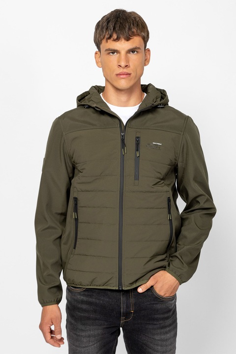 HEAVY TOOLS, Jacheta cu buzunare cu fermoar si gluga, Kaki