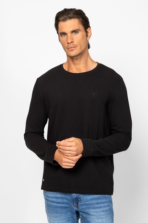 HEAVY TOOLS, Bluza cu decolteu la baza gatului si striatii, Negru, M