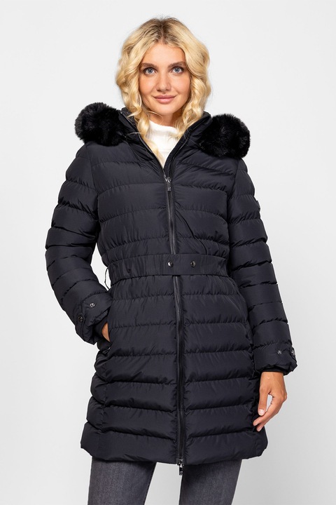 HEAVY TOOLS, Geaca cu vatelina si garnitura de blana sintetica, Negru