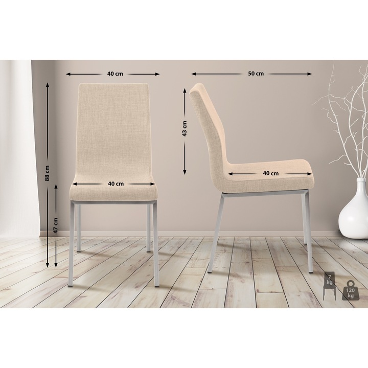 Scaun de masa Colmar FABRIC crem