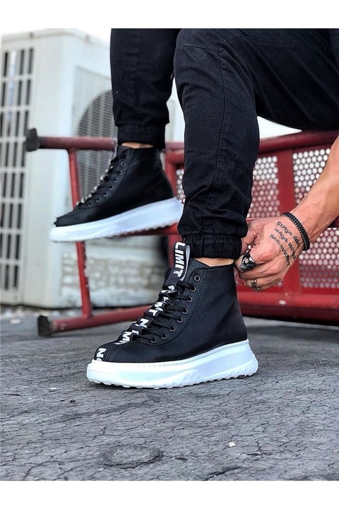 Férfi bakancs, Ökológiai bőr, Wagon, 362653, Fekete