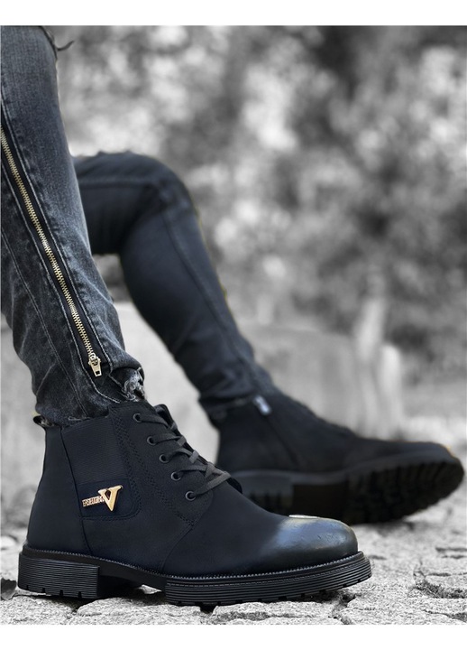 Férfi bakancs, Ökológiai bőr, Base, 361674, Fekete