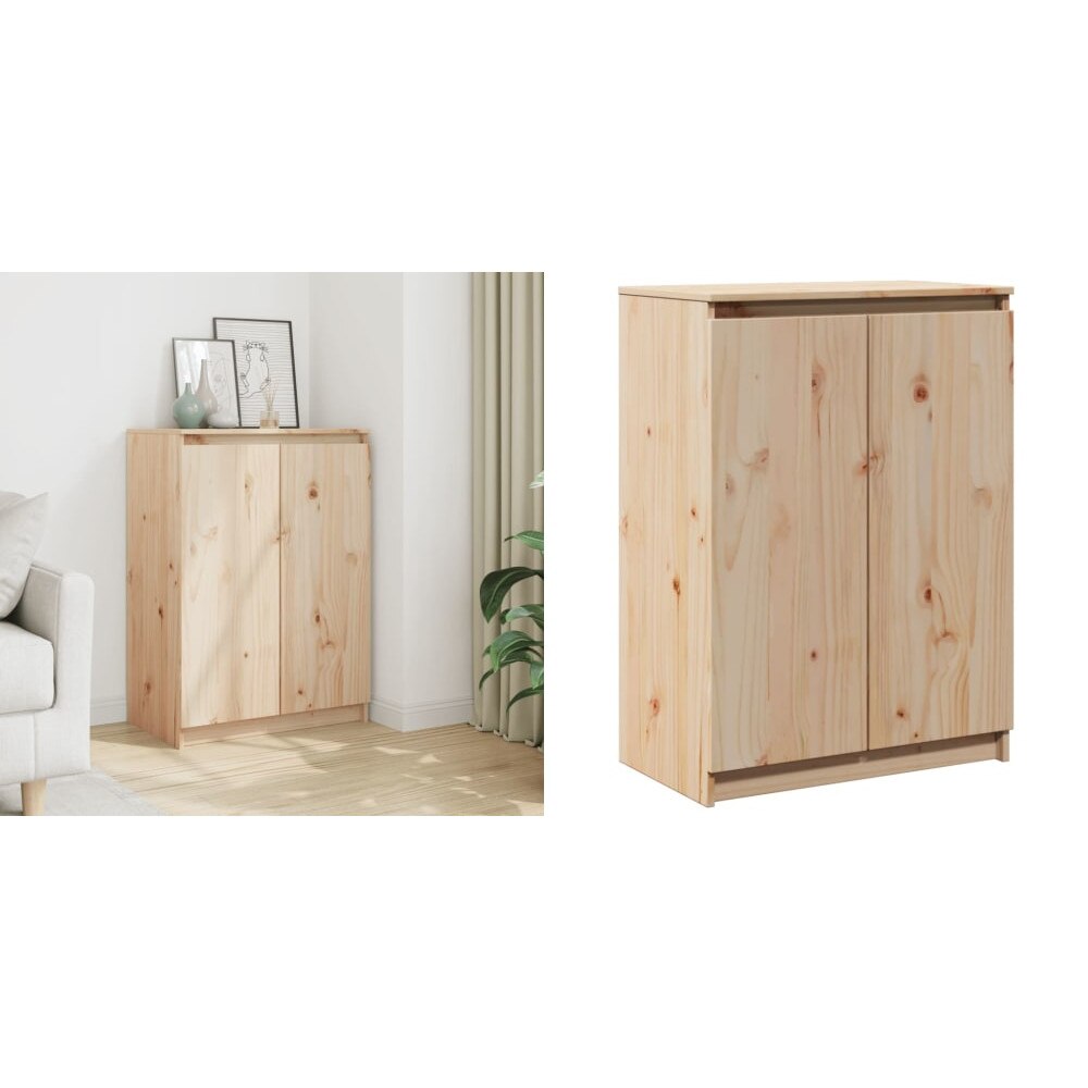 Dulap lateral din lemn de pin, 60x36x84 cm, 2 usi, 3 compartimente