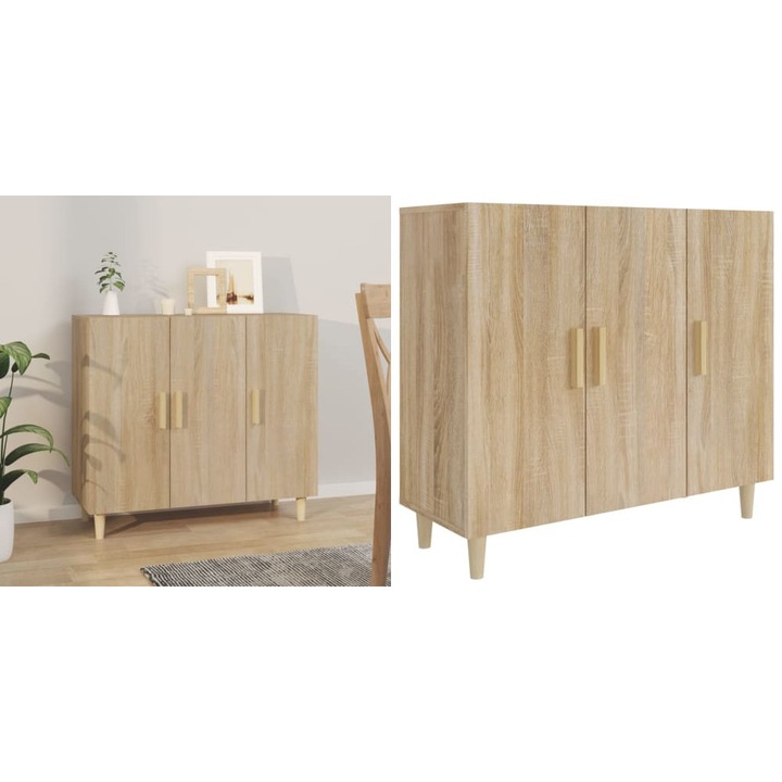 Servanta, stejar sonoma, 90x34x80 cm, lemn compozit