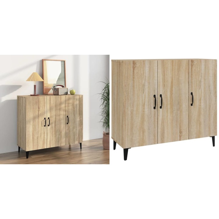 Servanta, stejar sonoma, 90x34x80 cm, lemn compozit