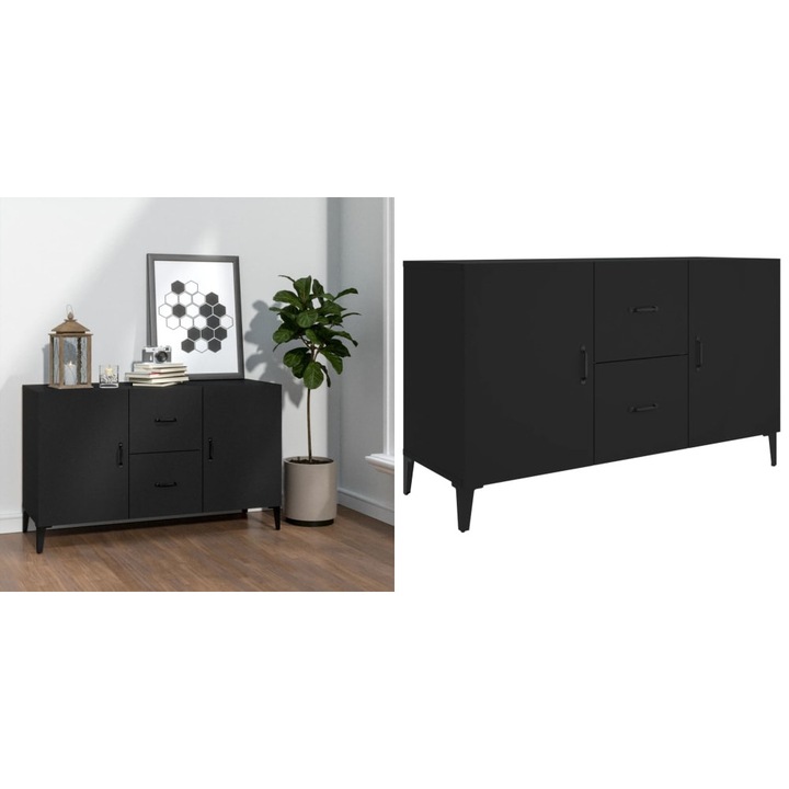 Servanta, negru, 100x36x60 cm, lemn compozit