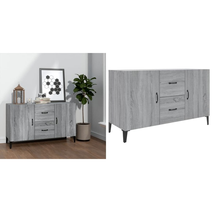 Servanta, gri sonoma, 100x36x60 cm, lemn compozit