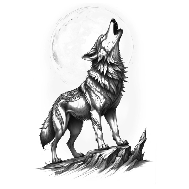 Tatuaj temporar, Flash Tattoos Romania, Midnight Wolf, rezistent la apa, aplicare rapida, 10 x 7 cm