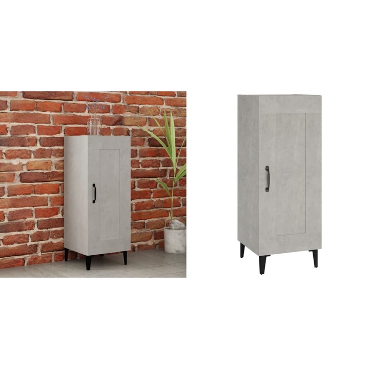 Servanta, gri beton, 34, 5x34x90 cm, lemn compozit