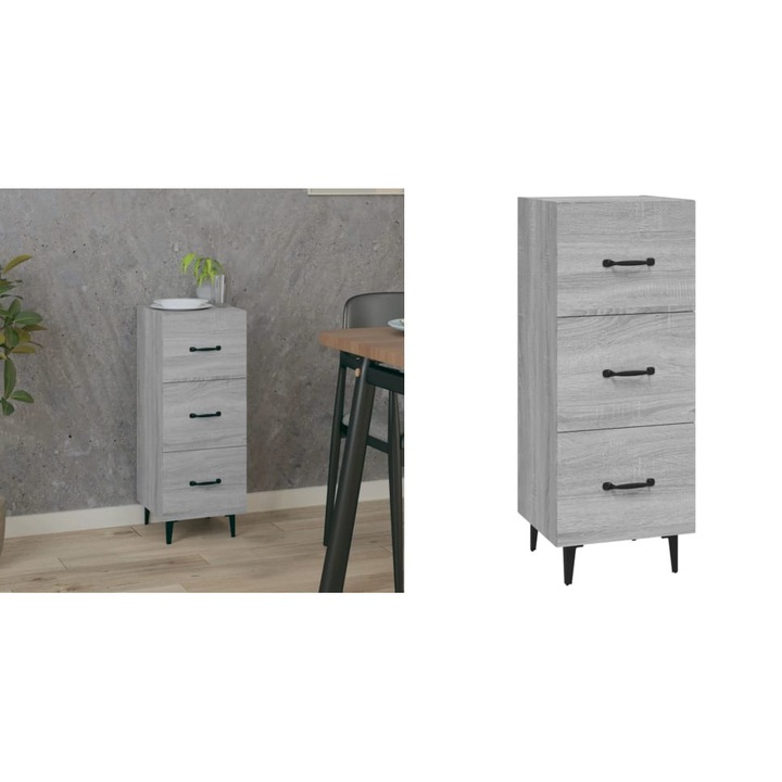 Servanta, gri sonoma, 34, 5x34x90 cm, lemn compozit