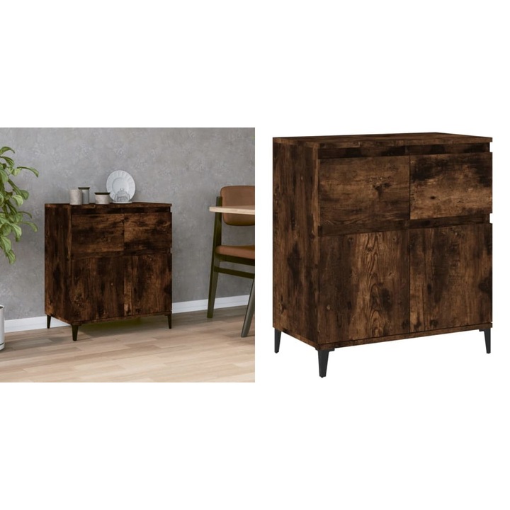 Servanta, stejar fumuriu, 60x30x75 cm, lemn compozit