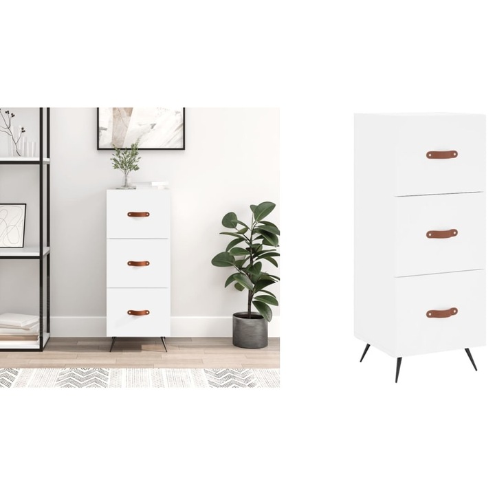 Servanta, alb, 34, 5x34x90 cm, lemn compozit