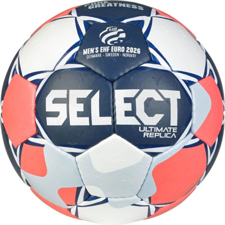 Minge de Handbal Select Ultimate EHF Euro Masculin 2026, cusaturi manuale, material HPU 1000, marime: 2