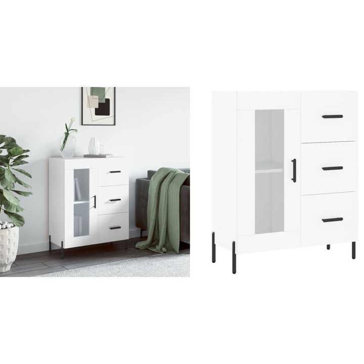 Servanta, alb, 69, 5x34x90 cm, lemn compozit