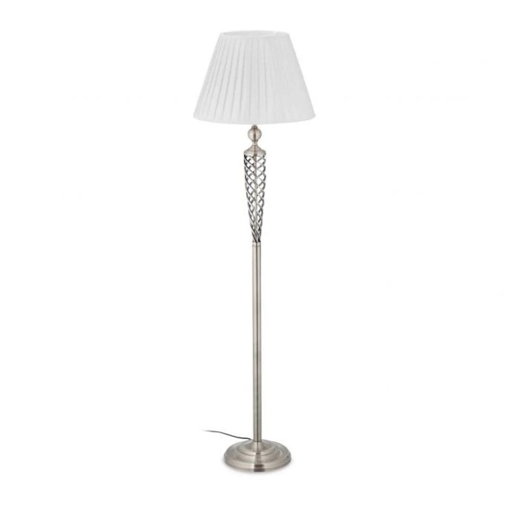 Lampa de podea RXS, alb-argintie, 150cm, abajur textil plisat