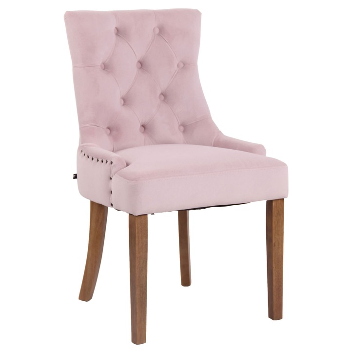 Scaun de masa Aberdeen din catifea, roz deschis antic