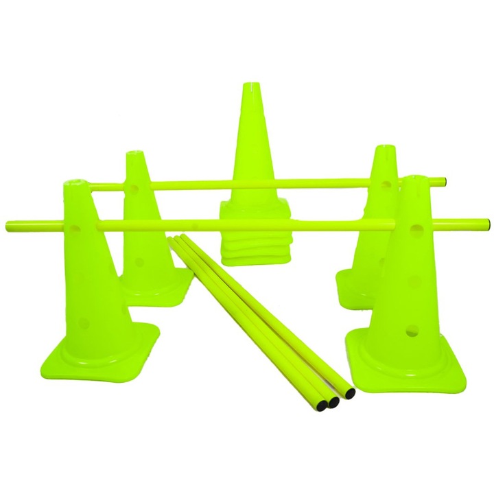 Készlet 10 kúp 40 cm és 5 rúd 100 cm, zöld