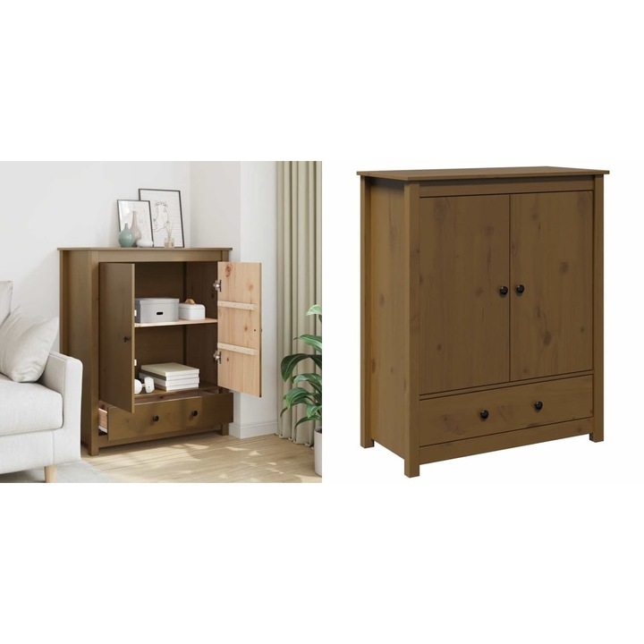 Dulap, maro miere, 83x41, 5x100 cm, lemn masiv de pin