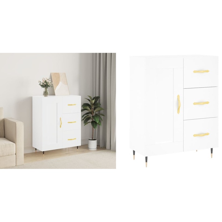 Servanta, alb, 69, 5x34x90 cm, lemn compozit