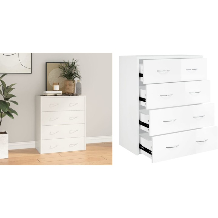 Servanta cu 4 sertare, alb extralucios, 60x30, 5x71 cm