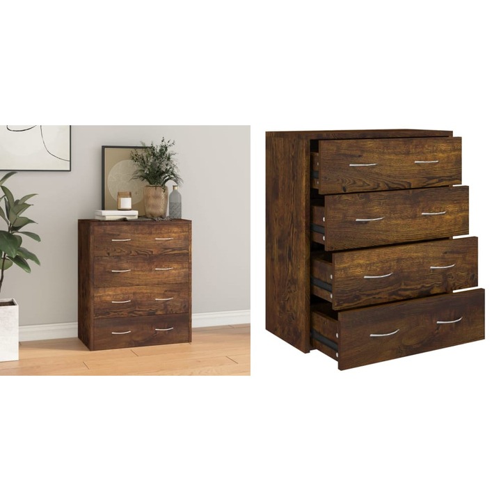 Servanta cu 4 sertare, stejar fumuriu, 60x30, 5x71 cm