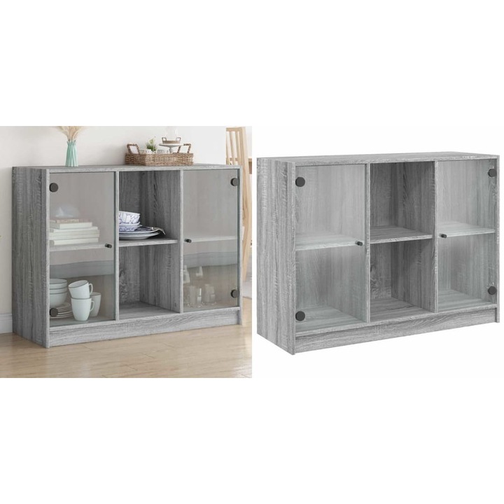 Servanta, gri sonoma, 102x37x75, 5 cm, lemn prelucrat