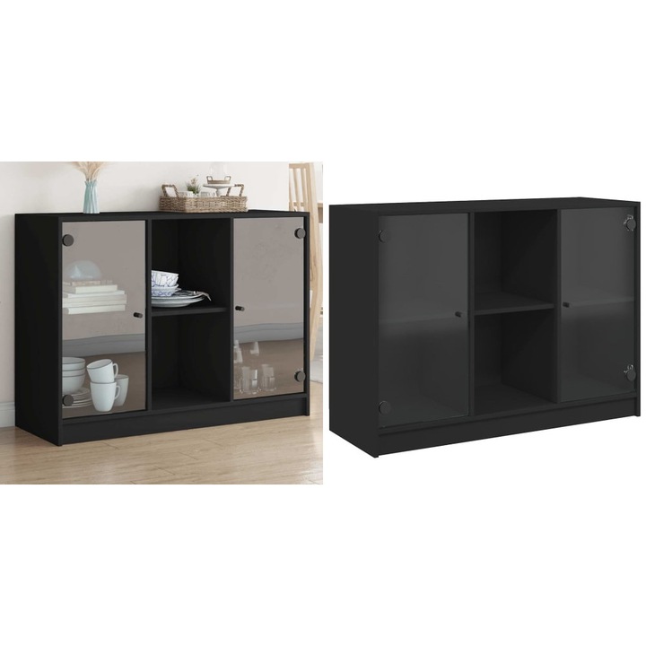 Servanta, negru, 102x37x75, 5 cm, lemn prelucrat