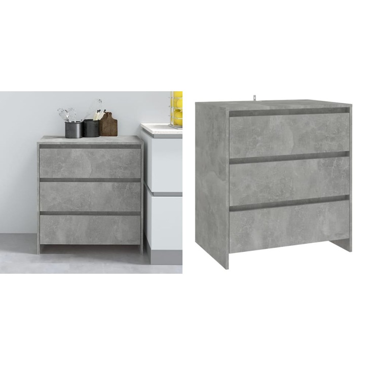 Servanta, gri beton, 70x41x75 cm, lemn prelucrat