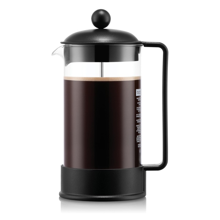 Presa Franceza Clasica, 1L, sticla rezistenta la caldura, filtru din otel inoxidabil