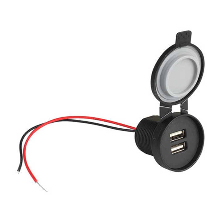 Autó/motor/hajó ip67 2xusb 5v/2.4a aljzat