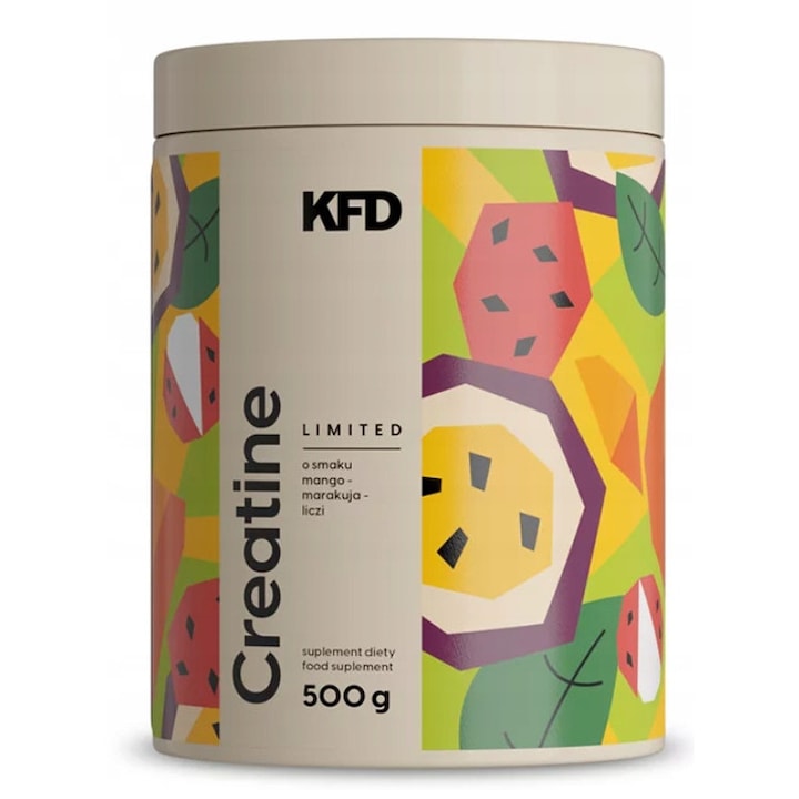 KFD kreatin-monohidrát 500g, mangó-maracuja-litchi, 100 adag