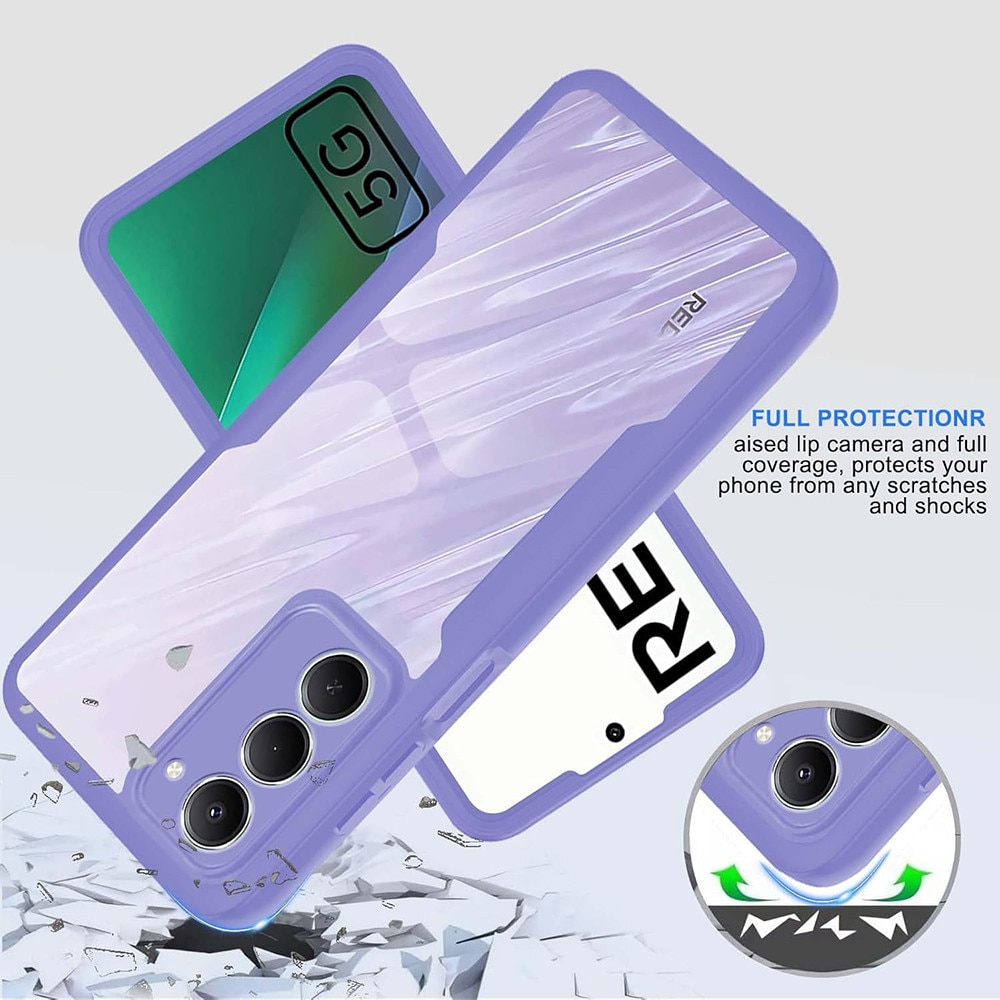 Set 360: Husa cu folie integrata pentru Xiaomi Redmi 15 5G Protectie 360 fata / spate - mov